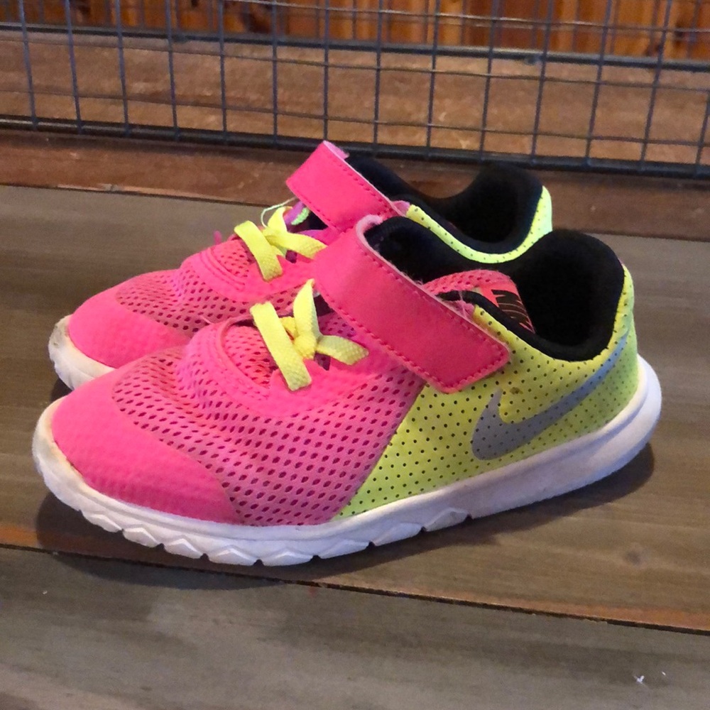 Pink and yellow Nike